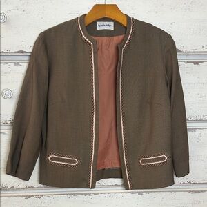 Vintage 90's Marie Phillips Cropped Jacket Embroidered Trim Lined Small Medium